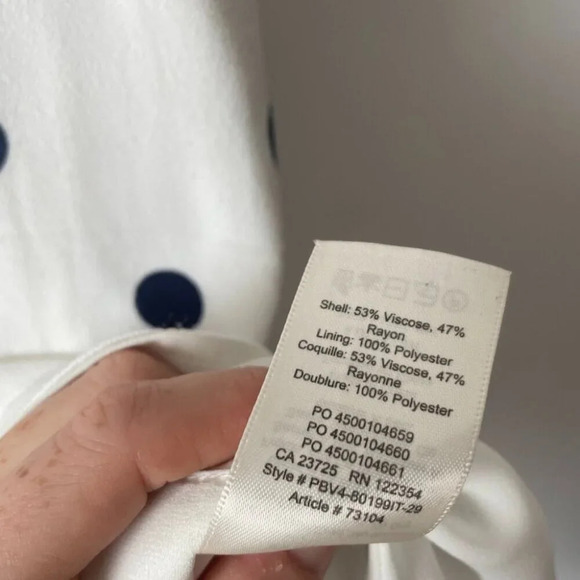 Aritzia Wilfred Isabelle Polka Dot Mini Dress White Navy Blue Size 8 - Picture 5 of 6